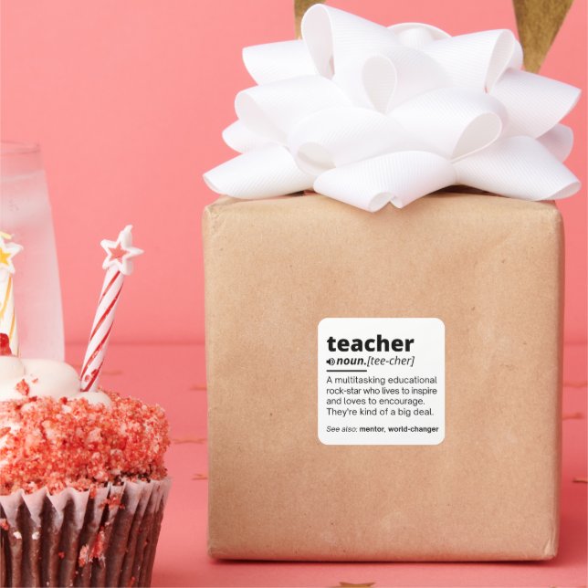  teacher definition, teacher definition funny square sticker (Party)