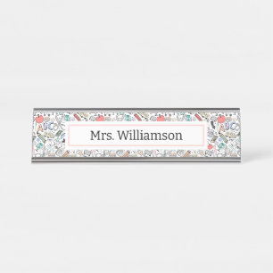 Teacher Doodle Icon Fun  Desk Name Plate
