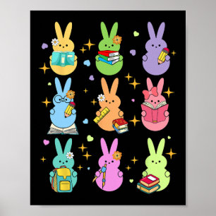 Teacher Easter Bunny Happy Easter Egg Groovy Stude Poster