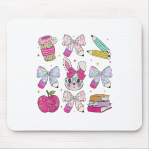 Teacher Easter Coquette Bow Bunny Happy Easter Wom Mouse Pad