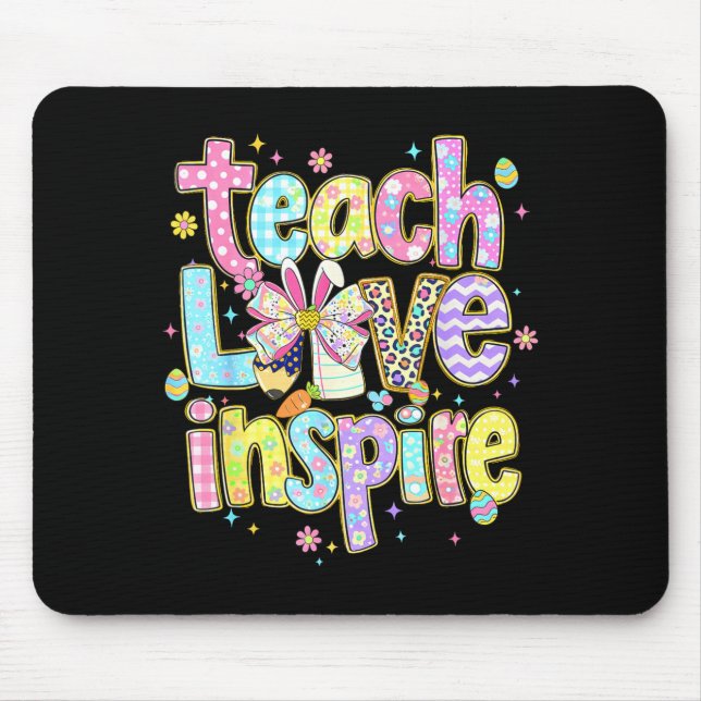 Teacher easter day teach love inspire bunny spring mouse pad (Front)