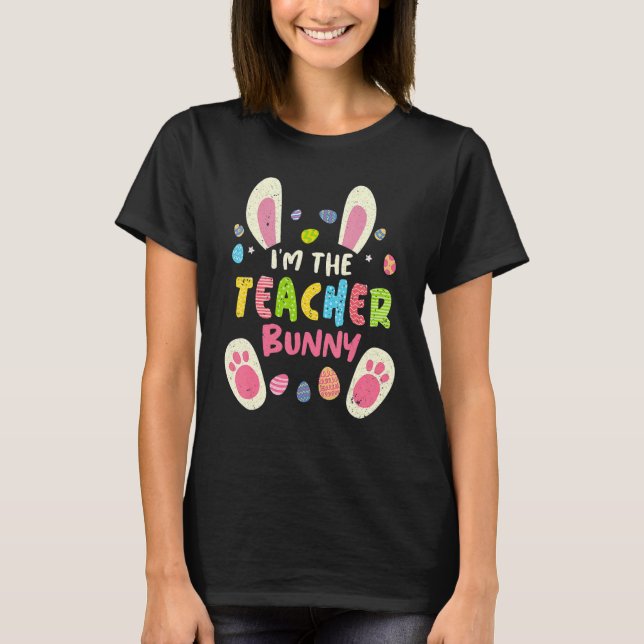 Teacher Easter Matching Family Party Bunny Face Co T-Shirt (Front)