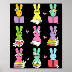 Teacher Easter Reading Bunnies Book Lover Bunny Poster