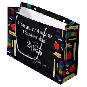 Teacher Education Chalkboard Graduation Large Gift Bag