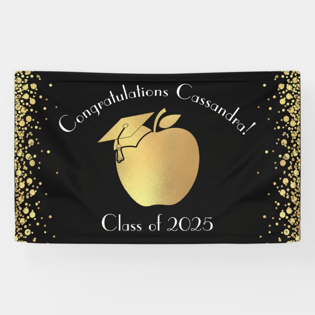 Teacher Education Graduation Black Gold Banner (Horizontal)