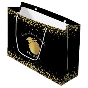 Teacher Education Graduation Black Gold Large Gift Bag