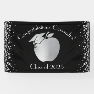 Teacher Education Graduation Black Silver Banner