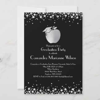 Teacher Education Graduation Black Silver Invitation