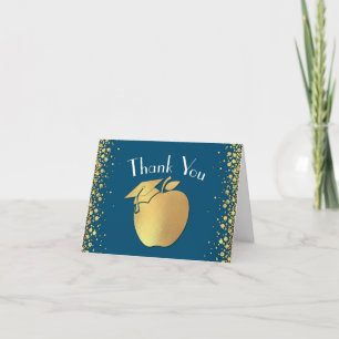 Teacher Education Graduation Blue Gold Thank You Card