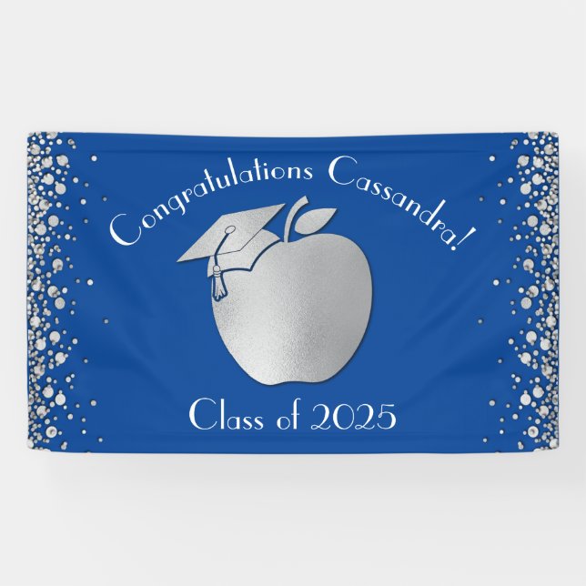 Teacher Education Graduation Blue Silver Banner (Horizontal)