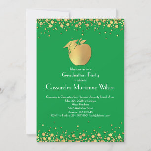 Teacher Education Graduation Green Gold Invitation