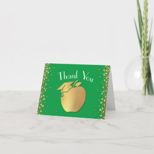 Teacher Education Graduation Green Gold Thank You Card
