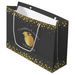 Teacher Education Graduation Grey Gold Large Gift Bag