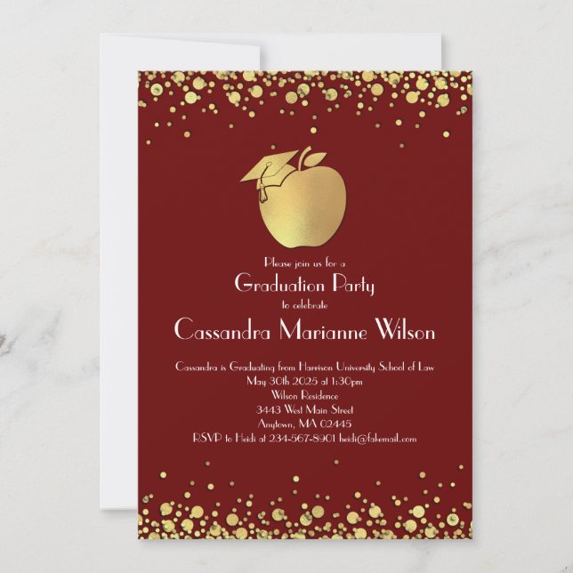 Teacher Education Graduation Maroon Gold Invitation (Front)