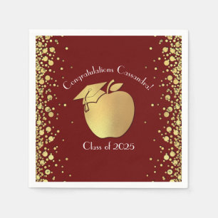 Teacher Education Graduation Maroon Gold Napkin