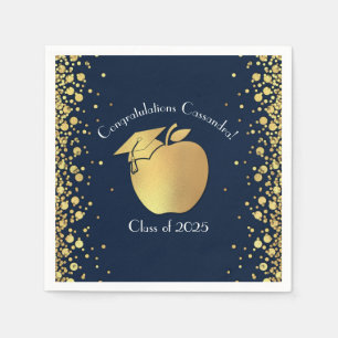 Teacher Education Graduation Navy Blue Gold Napkin