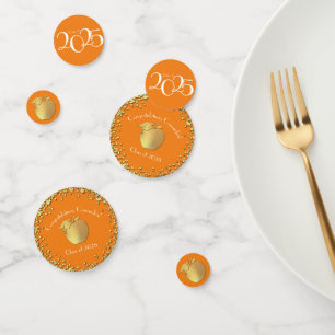 Teacher Education Graduation Orange Gold Confetti