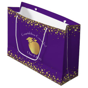 Teacher Education Graduation Purple Gold Large Gift Bag