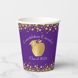 Teacher Education Graduation Purple Gold Paper Cups