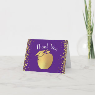 Teacher Education Graduation Purple Gold Thank You Card
