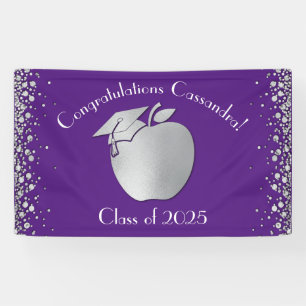 Teacher Education Graduation Purple Silver Banner