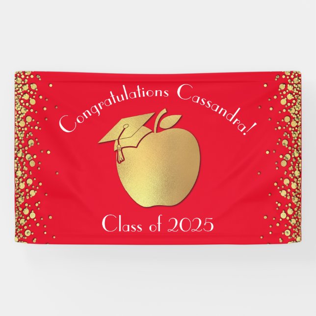 Teacher Education Graduation Red Gold Banner (Horizontal)