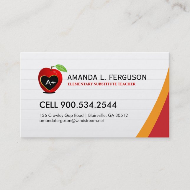 Teacher - Educator Business Card (Front)