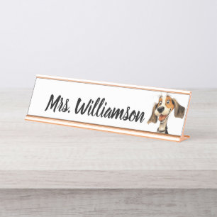 Teacher Educator Cute Puppy Dog Desk Name Plate