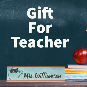 Teacher Educator Professional Cat Kitten Desk Name Plate