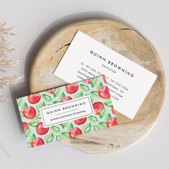 Teacher | Educator | Tutor | Apple Pattern Business Card (Creator Uploaded)
