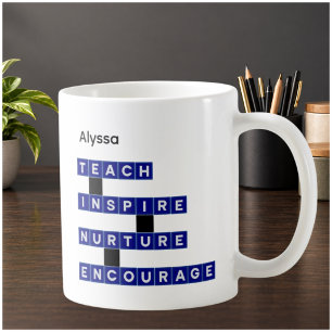 Teacher Educator Values Blue Black Personalised Coffee Mug