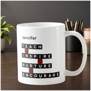Teacher Educator Values Red Black Personalised Coffee Mug