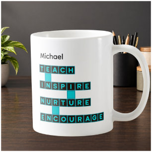 Teacher Educator Values Teal Black Personalised Coffee Mug