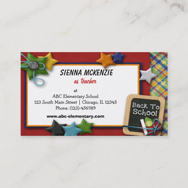 Teacher Elementary School Business Card (Front)