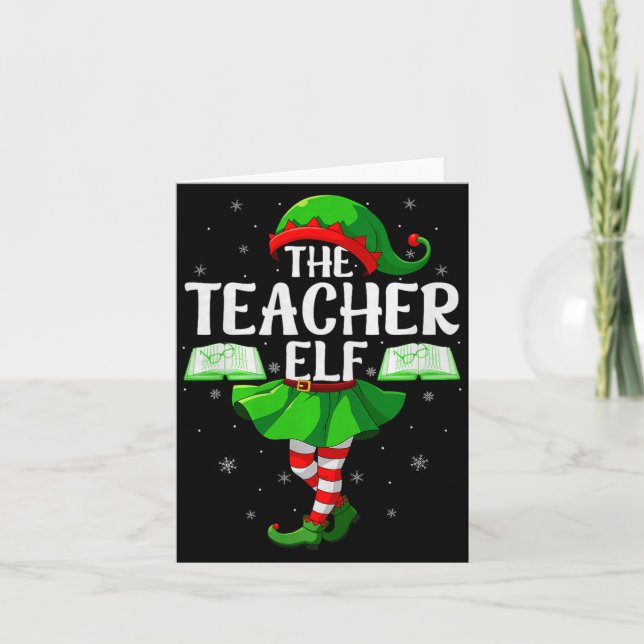 Teacher Elf Christmas Girls Women Elf Squad Xmas F Card (Front)