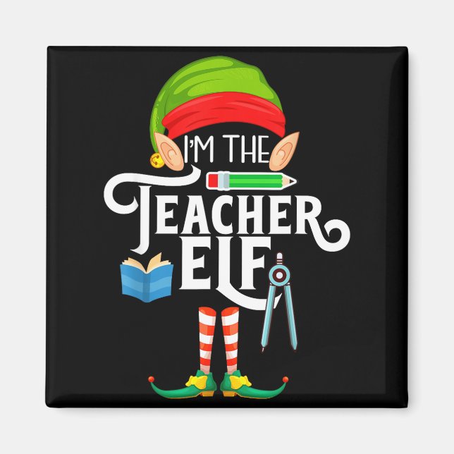 Teacher Elf Family Matching Christmas  Magnet (Front)