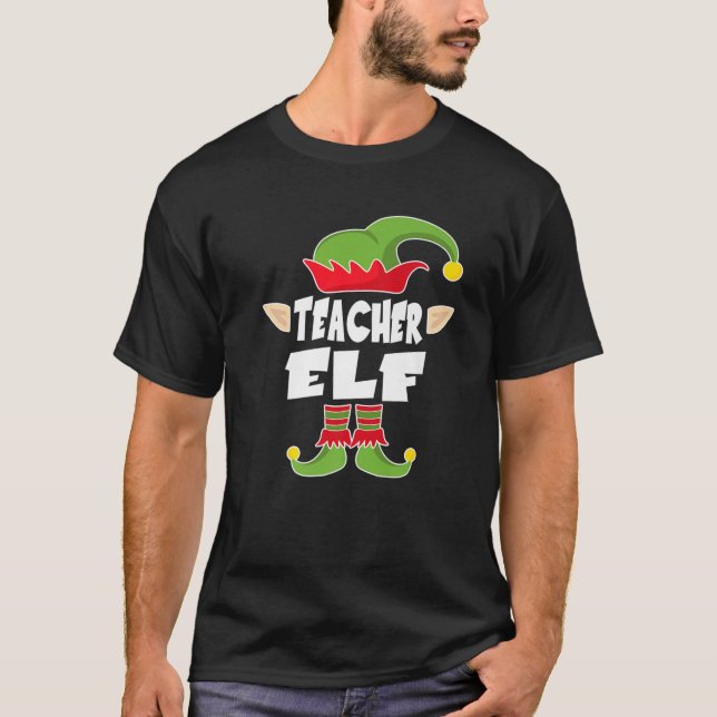 Teacher Elf Squad Teaching Christmas Elf Costume T-Shirt (Front)