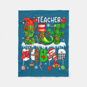 Teacher Elf Squad Xmas Colorful Elf Hat Scute Ss C Fleece Blanket