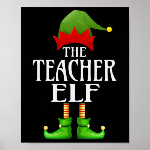 Teacher Elf Xmas Funny Family Matching Group Chris Poster