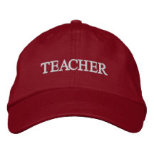 Teacher Embroidered Baseball Hat : Red