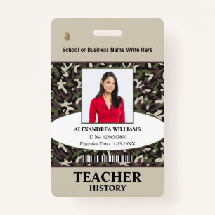 Teacher Employee Photo Logo Name ID Custom ID Badge
