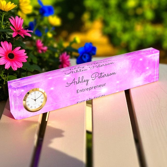 Teacher Entrepreneur Gift Purple Sparkle  Nameplate (Creator Uploaded)