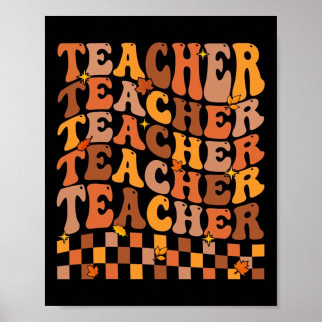 Teacher Fall Autumn Vibes Back To School Maple Lea Poster (Front)