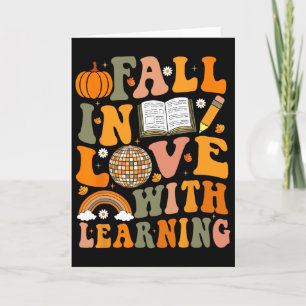 Teacher Fall Shirt Retro Autumn Thanksgiving Pumpk Card