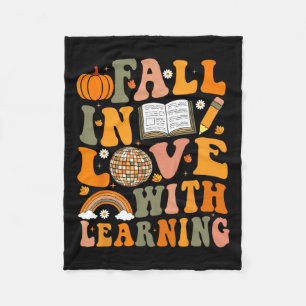 Teacher Fall Shirt Retro Autumn Thanksgiving Pumpk Fleece Blanket