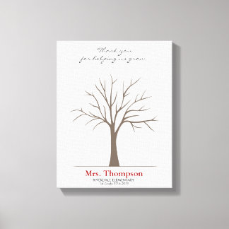 Teacher Fingerprint Tree Canvas Print