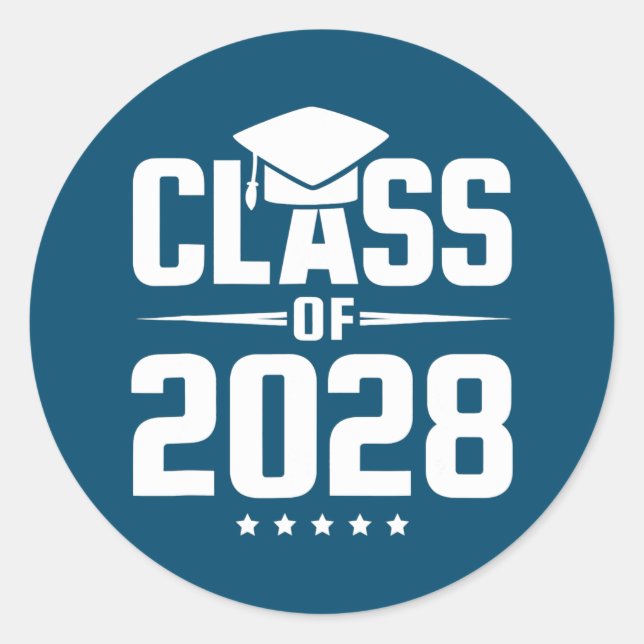Teacher First Day Of School Class Of 2028  Classic Round Sticker (Front)