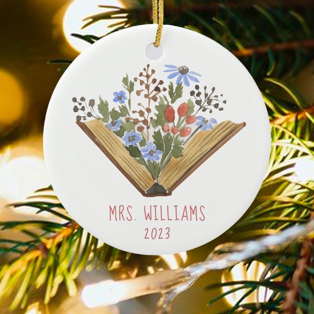 Teacher Floral Books  Ceramic Tree Decoration (Creator Uploaded)