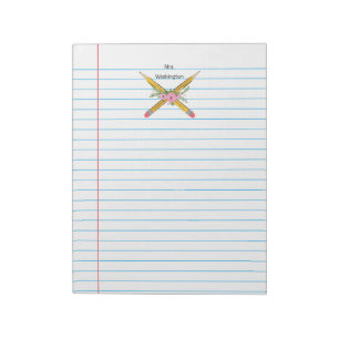 Teacher Floral Pencils Notebook Paper Stripes Notepad