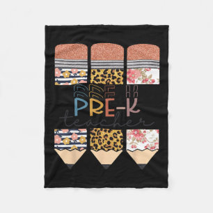 Teacher Fun Leopard Pencil Happy First Day Of Scho Fleece Blanket